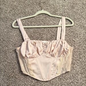 Lush Blush Satin Crop Top with Lace Detail